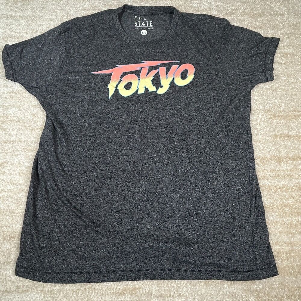 Free State T Shirt Mens L Gray Tokyo Graphic Short Sleeve Cotton Blend